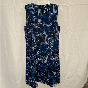 DKNY Navy and White Patterned Dress Size 10